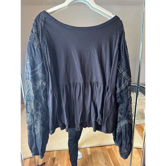 Free People: Boho Embroidered Penny Babydoll Tee - Picture 4 of 8